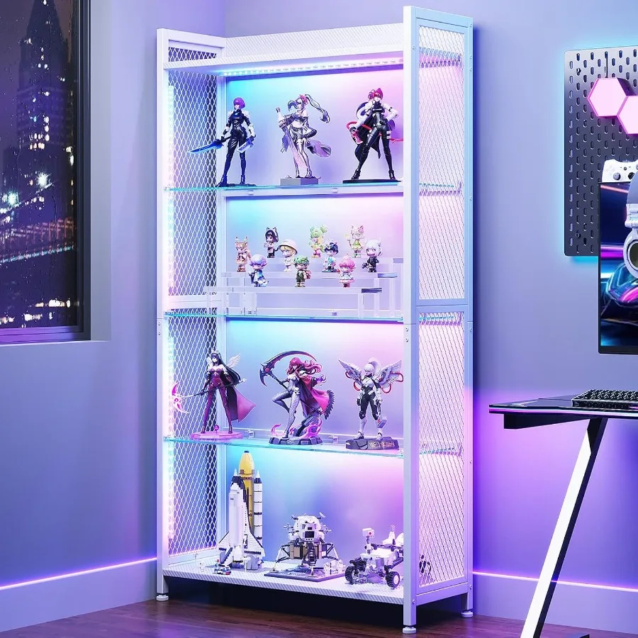 Lighting - Display Case with Open Glass Shelves,