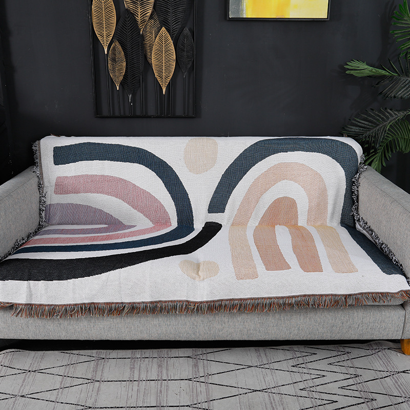 Textile City Abstract Rainbow  - đánh giá và giá Boho Throw Blanket Fringe