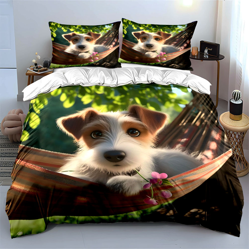 Cute Jack Russell Terrier on a - đánh giá và giá Duvet Cover Sets With Zipper