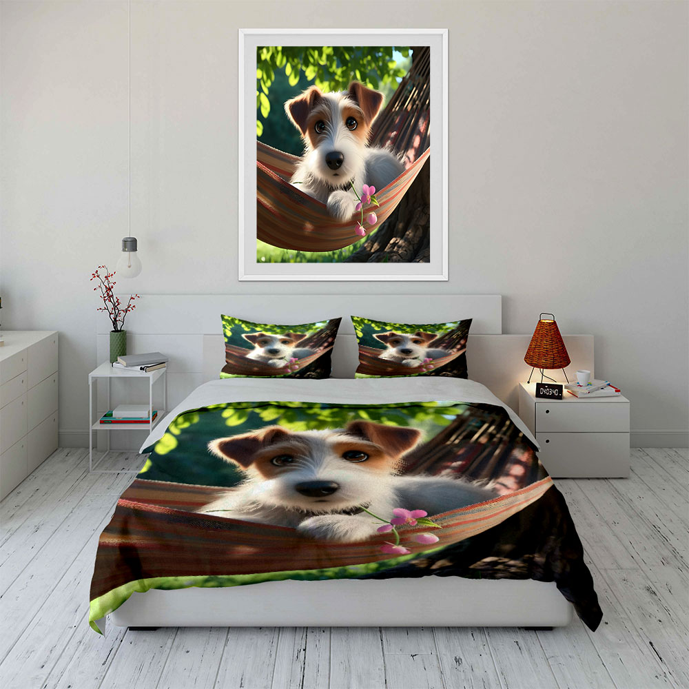 Cute Jack Russell Terrier on a - đánh giá và giá Duvet Cover Sets With Zipper