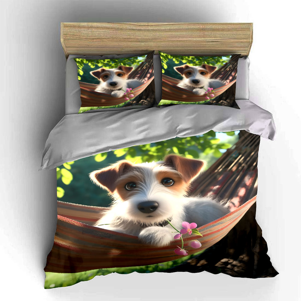 Cute Jack Russell Terrier on a - đánh giá và giá Duvet Cover Sets With Zipper