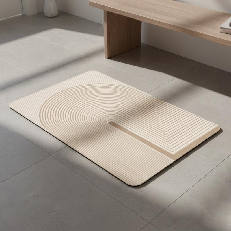 Beige Striped Diatomite Bath M - đánh giá và giá Quick Dry Diatomite Bath Mat