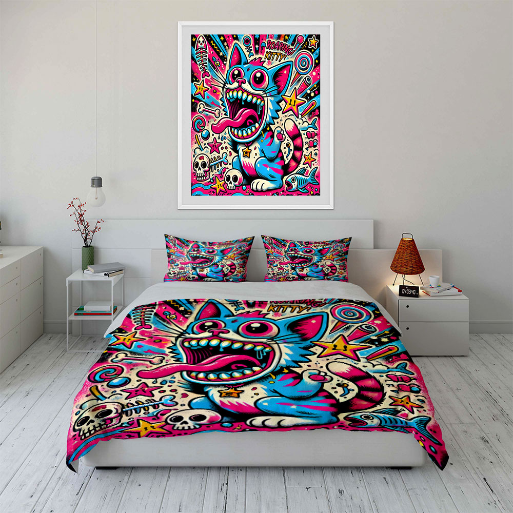 Pop graffiti style roaring cat - đánh giá và giá Duvet Cover Sets With Zipper