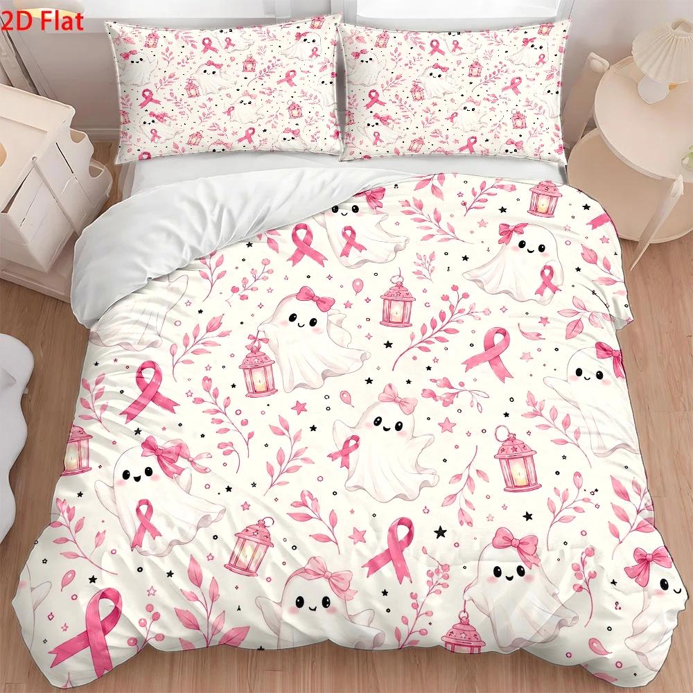 Pink Cute Ghost and Ribbon The - đánh giá và giá Duvet Cover Sets With Zipper