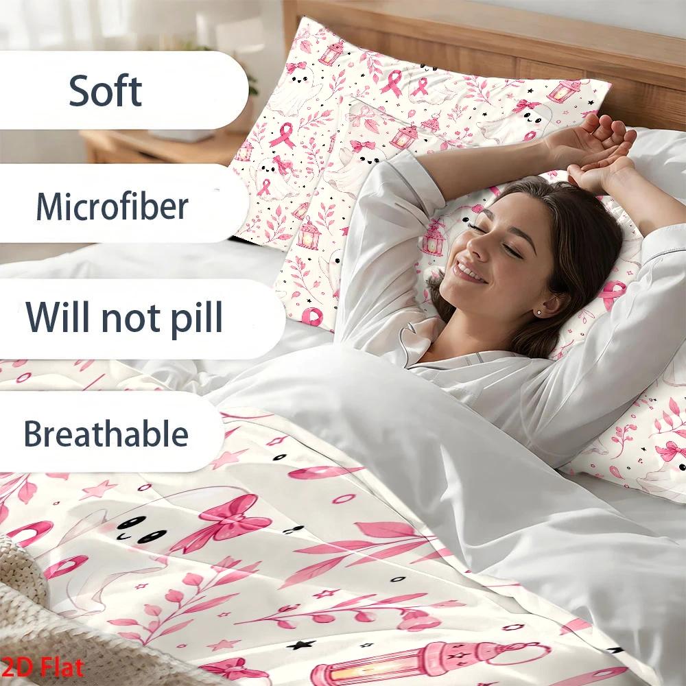 Pink Cute Ghost and Ribbon The - đánh giá và giá Duvet Cover Sets With Zipper