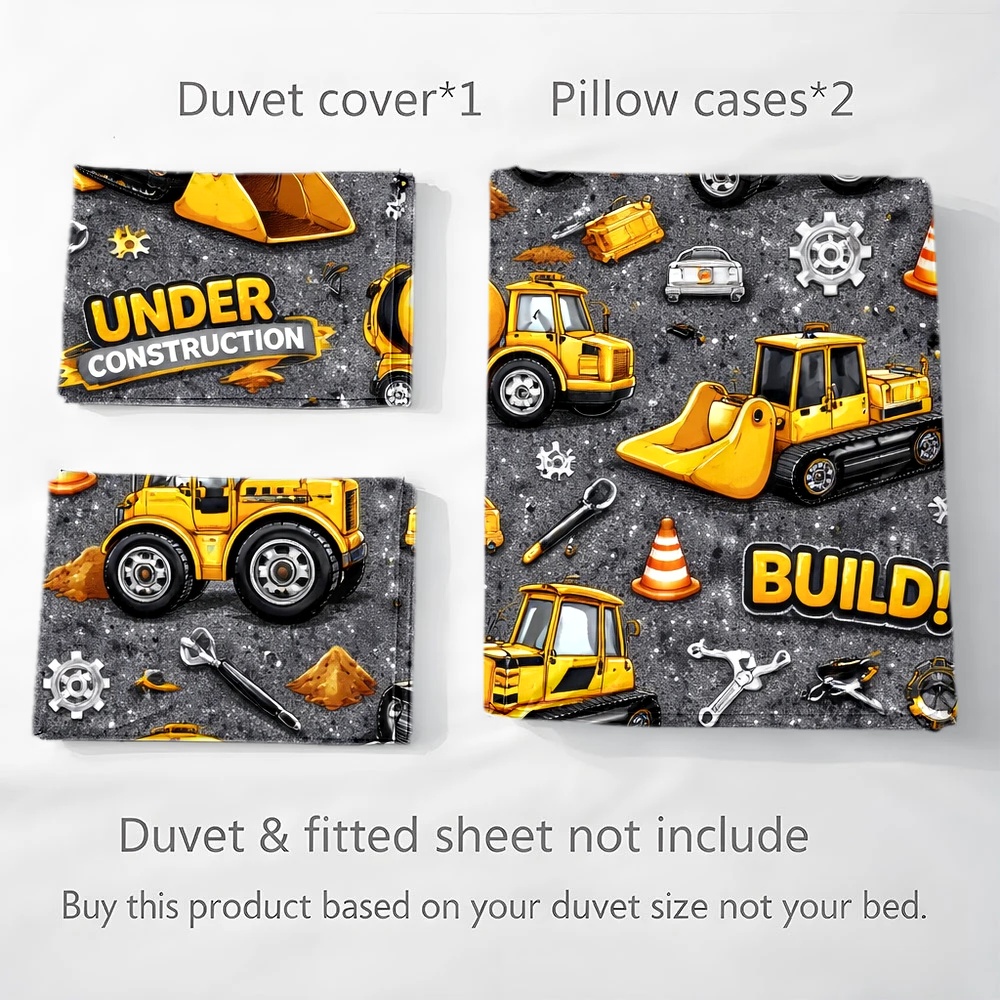3Pc Construction Vehicle Theme - đánh giá và giá Duvet Cover Sets With Zipper