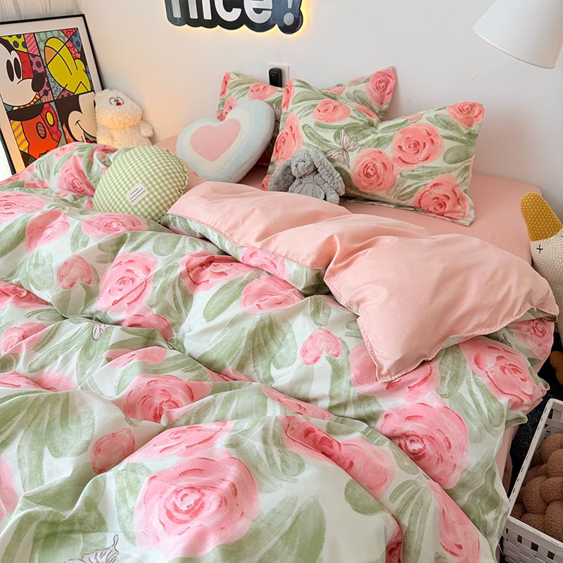 Pink Rose Duvet Cover Set with - đánh giá và giá Duvet Cover Sets With Zipper
