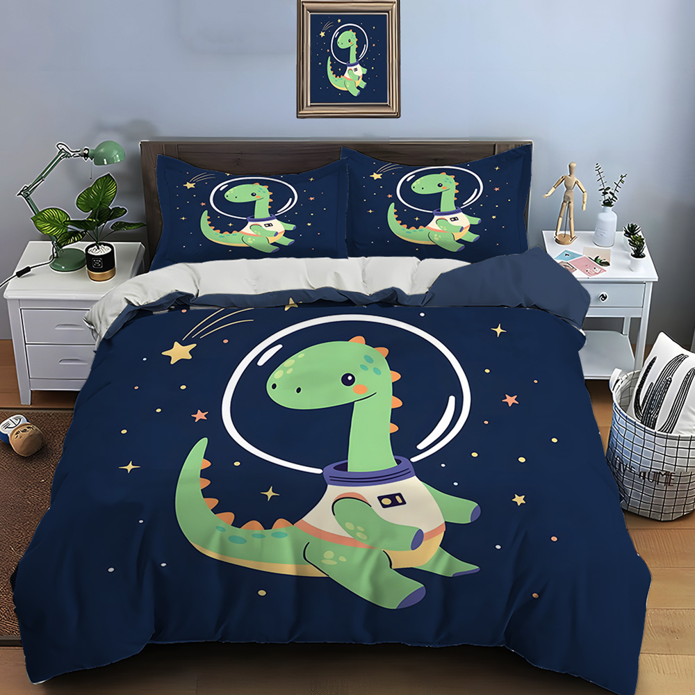 Space dinosaur with starry bac - đánh giá và giá Duvet Cover Sets With Zipper